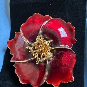 Vintage Alana Stewart Elegant Red Flower Brooch(pendant)